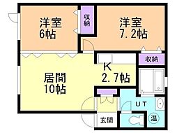 シャインバウム 2LDKの間取図画像