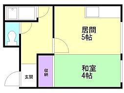 浅野ハイツ 1DKの間取図画像