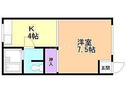 クインヒルズアネックス 1Kの間取図画像