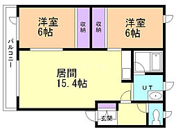 カレッジサイド 2LDKの間取図画像