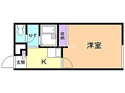 レオパレス三共22 1Kの間取図画像