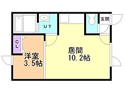 スターロード 1LDKの間取図画像