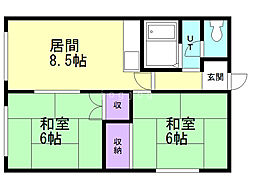 サンハイツ 2DKの間取図画像