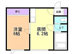 ハートカクテル 1DKの間取図画像