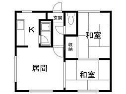 ちばハイツB 2LDKの間取図画像