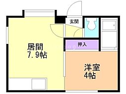アレナス 1DKの間取図画像