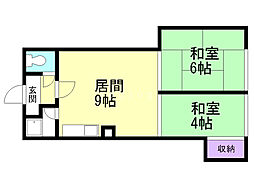 馬場マンション 2DKの間取図画像