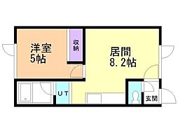 イシュタール鶴巣 1DKの間取図画像