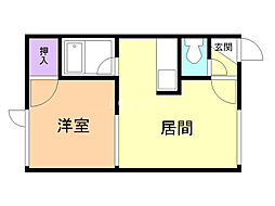 フィメール・ベガ 1DKの間取図画像