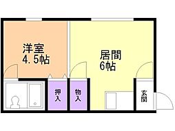 コーポアイ 1DKの間取図画像