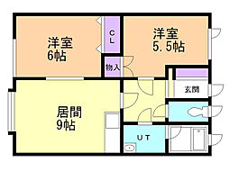 メゾンガディス 2DKの間取図画像