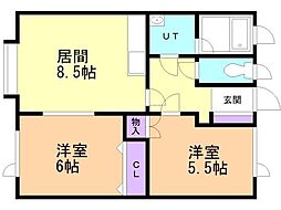 メゾンガディス 2DKの間取図画像