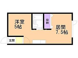 キャンパスオノC 1DKの間取図画像