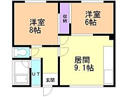 コーポ春採 2LDKの間取図画像