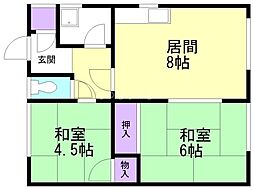 マル義ハイツ 2DKの間取図画像