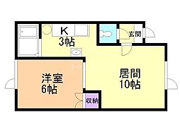 ハイツかりん 1LDKの間取図画像