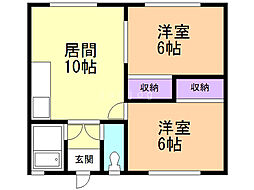 しんたにハイツ 2LDKの間取図画像