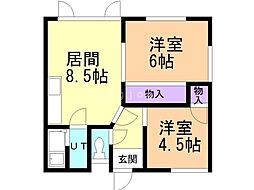 コーポ紬 2DKの間取図画像