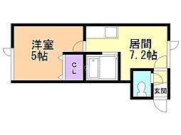 ハウスオブユース 1DKの間取図画像