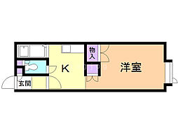 バレンタインハウスウエスト 1Kの間取図画像