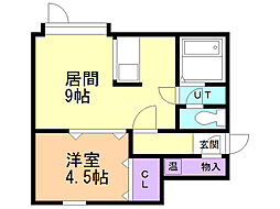 LadyPurPoseコア 1DKの間取図画像