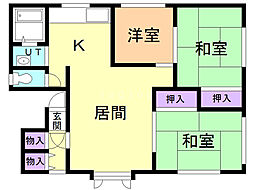 土屋ハイツB 3LDKの間取図画像