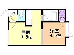 エレガンスNYパレス 1DKの間取図画像