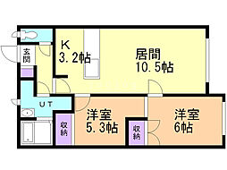 エスティームハウス 2LDKの間取図画像