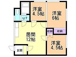 藤原マンション 3LDKの間取図画像