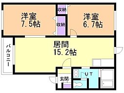 ぷらんたん新栄 2LDKの間取図画像