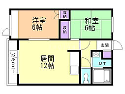 サンハイム春日2 2LDKの間取図画像