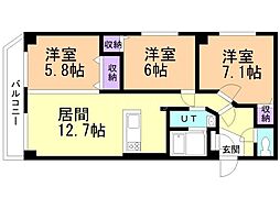 エレス若竹 3LDKの間取図画像
