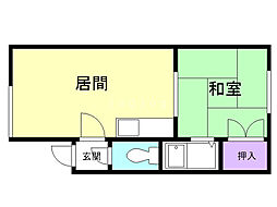 ルコニュー釧路荘 1DKの間取図画像