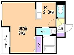 オーバル白金 1Kの間取図画像