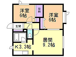 ヘレンハウスヴァルム 2LDKの間取図画像