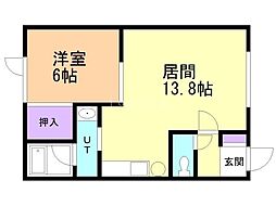 フリージアS2 1LDKの間取図画像