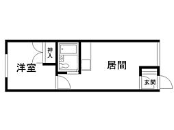 スカイコート住吉 1DKの間取図画像