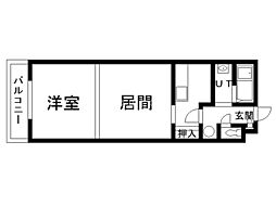 クレステージ若竹 1DKの間取図画像