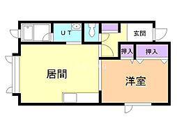 ハイツハピネス2 1LDKの間取図画像