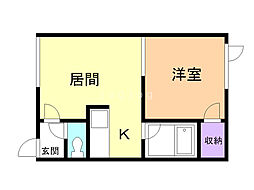フィメール・ベガ 1DKの間取図画像