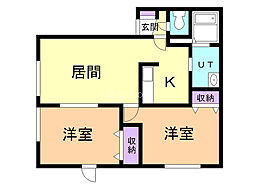プランドール昭和 2LDKの間取図画像