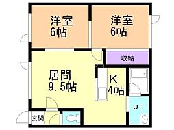 ポールスター北条 2LDKの間取図画像