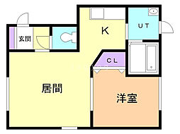 シャロームK3 1LDKの間取図画像