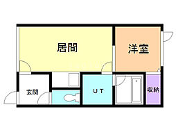 アーバンエステート浪花K 1DKの間取図画像