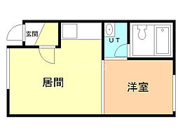 パークサイドL 1DKの間取図画像