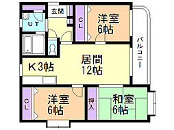 メゾングランメール 3LDKの間取図画像