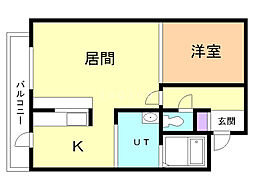リビングジョイ 1LDKの間取図画像