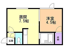 M.I.C.Nハウス 1DKの間取図画像