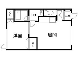 ウエルカムサトウ2 1DKの間取図画像