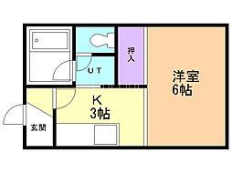 VOX・2 1Kの間取図画像